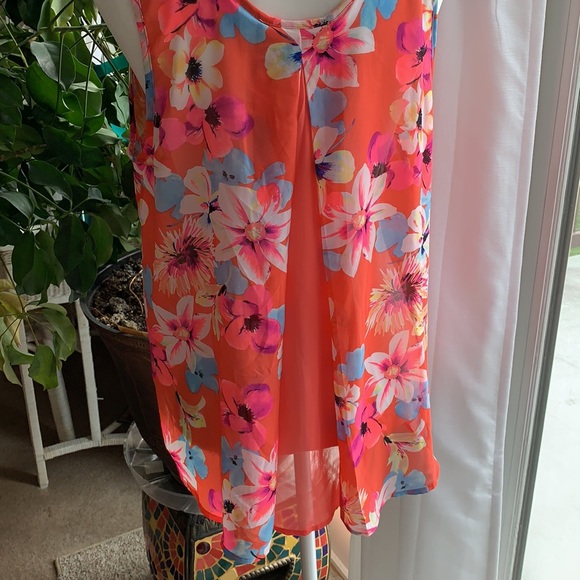 Floral Candie's High Low Sleeveless Blouse NWOT XL - Picture 3 of 8